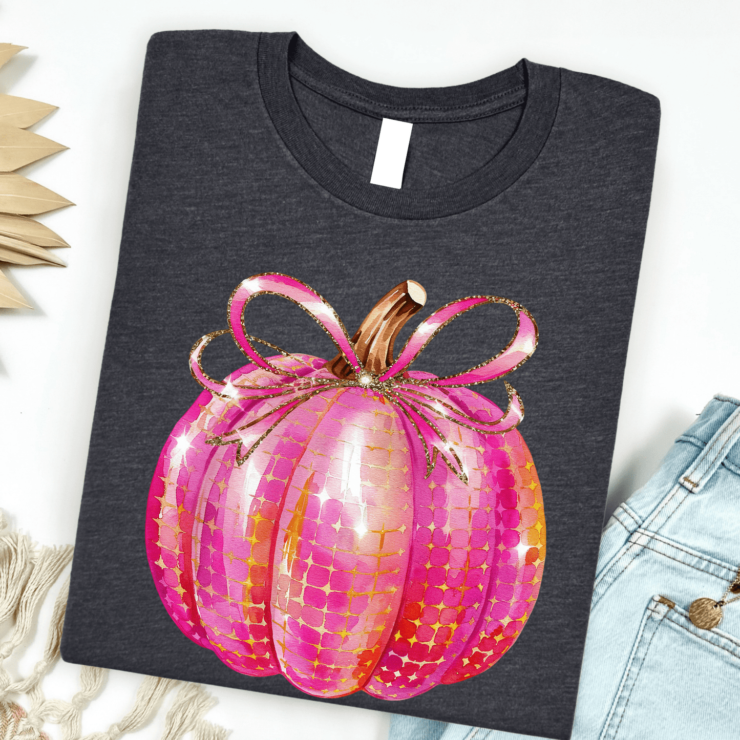 FestiviTees Women - Apparel - Shirts - T-Shirts Pink Disco Pumpkin Graphic Tee