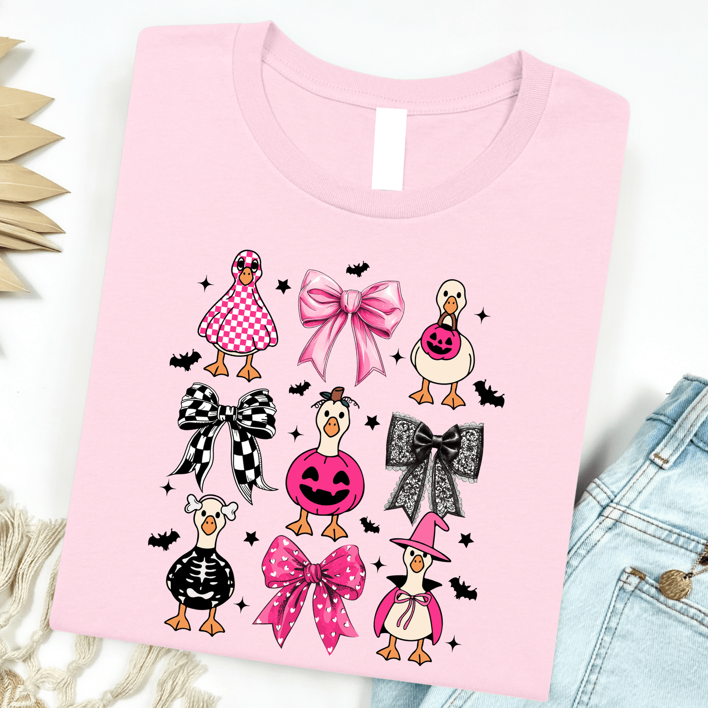 FestiviTees Women - Apparel - Shirts - T-Shirts Pink Halloween Geese Graphic Tee