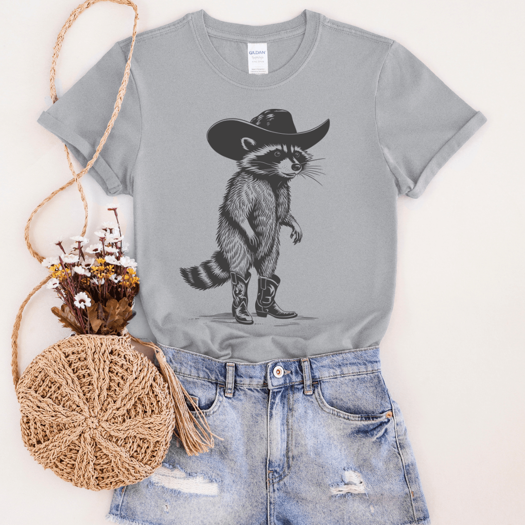 FestiviTees Women - Apparel - Shirts - T-Shirts Raccoon Cowboy Graphic Tee