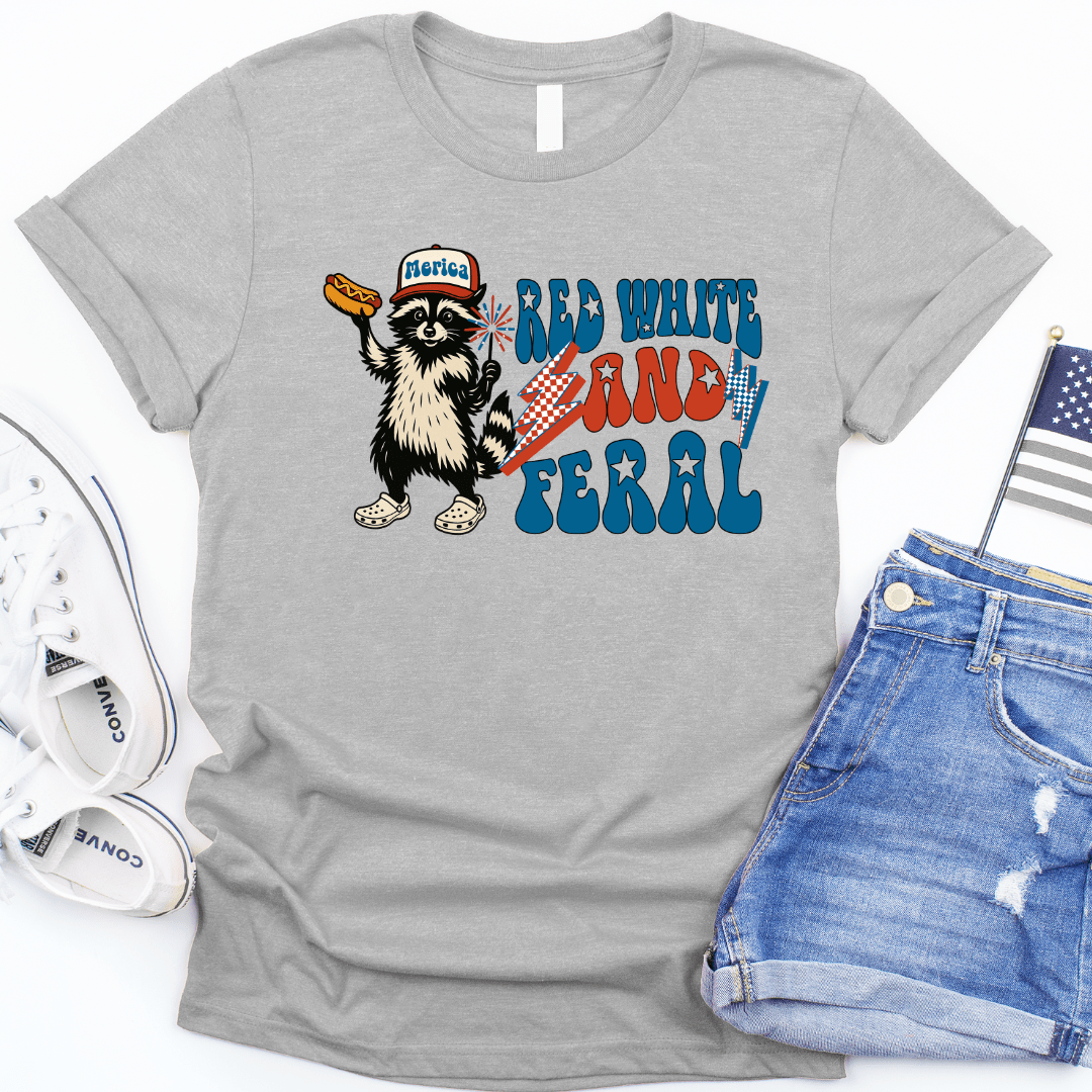 FestiviTees Women - Apparel - Shirts - T-Shirts Red White and Feral Graphic Tee