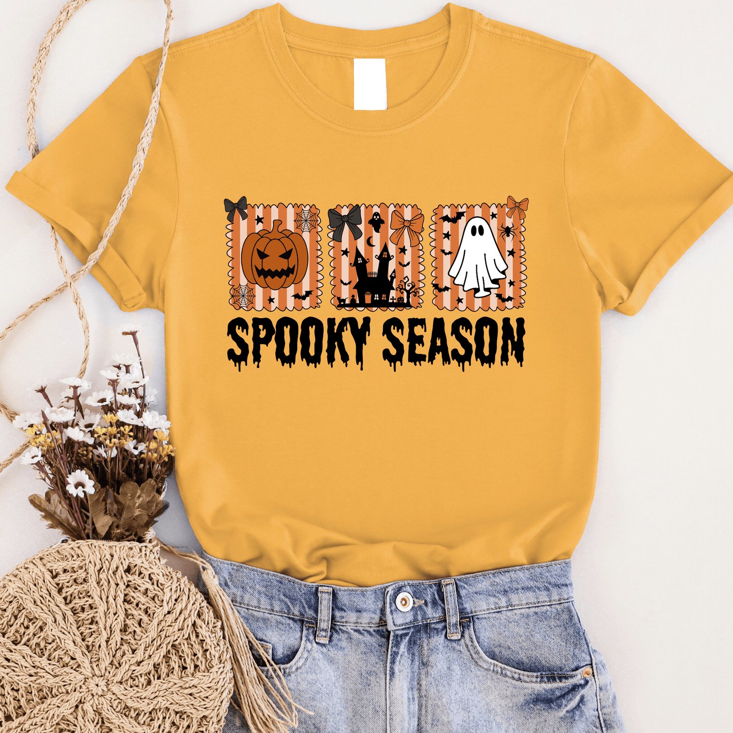 FestiviTees Women - Apparel - Shirts - T-Shirts Spooky Season Squares Graphic Tee