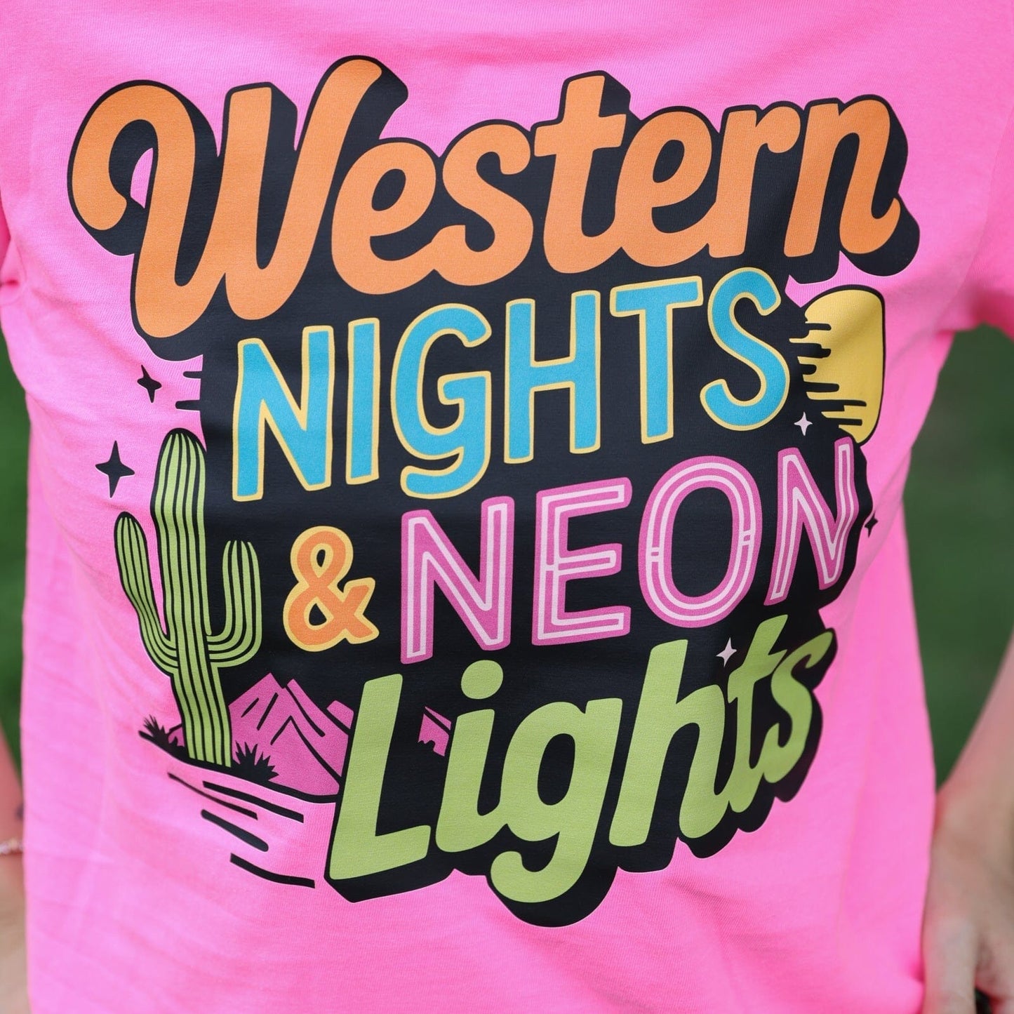 FestiviTees Women - Apparel - Shirts - T-Shirts Western Night & Neon Lights Graphic Tee