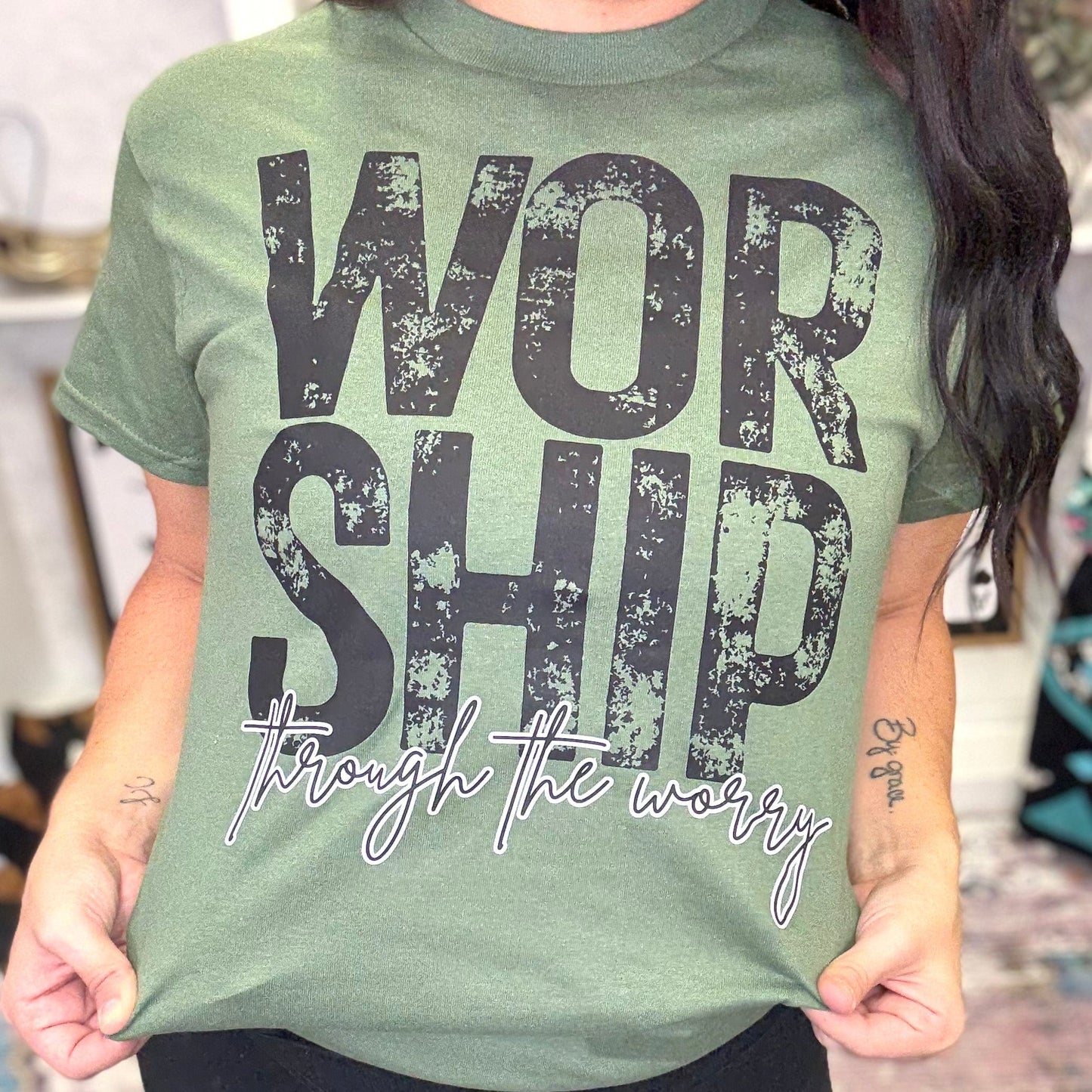 FestiviTees Women - Apparel - Shirts - T-Shirts Worship Through The Worry Graphic Tee