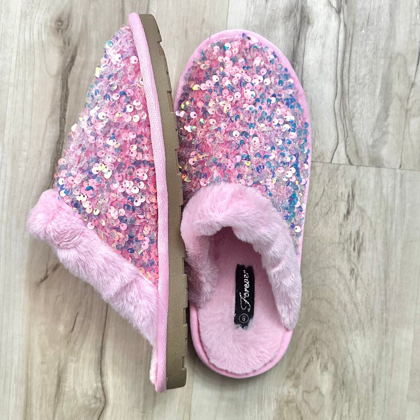 Forever Women - Apparel - Shirts - T-Shirts Pink Sequin Slippers