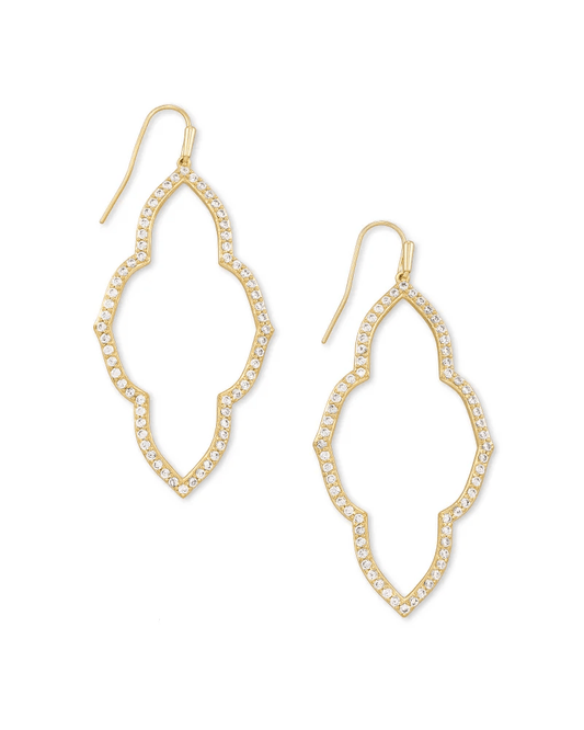 Kendra Scott Women - Accessories - Earrings Abbie Gold Open Frame Earrings in White Crystal | Kendra Scott