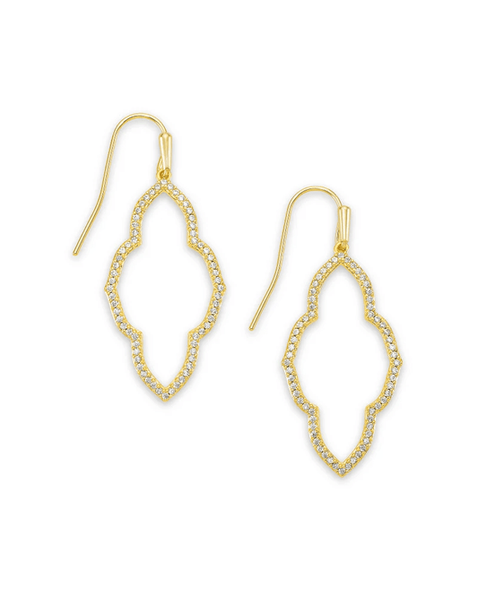 Kendra Scott Women - Accessories - Earrings Abbie Gold Small Open Frame Earrings in White Crystal | Kendra Scott