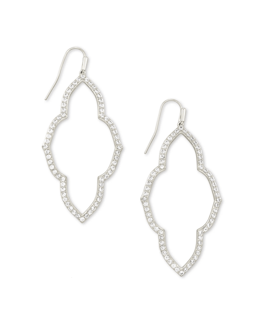 Kendra Scott Women - Accessories - Earrings Abbie Silver Open Frame Earrings in White Crystal | Kendra Scott