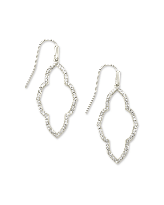Kendra Scott Women - Accessories - Earrings Abbie Silver Small Open Frame Earrings in White Crystal | Kendra Scott
