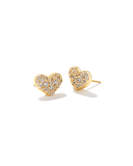 Kendra Scott Women - Accessories - Earrings Ari Gold Pave Crystal Heart Earrings in White Crystal | Kendra Scott