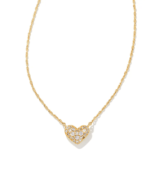 Kendra Scott Women - Accessories - Earrings Ari Gold Pave Crystal Heart Necklace in White Crystal | Kendra Scott