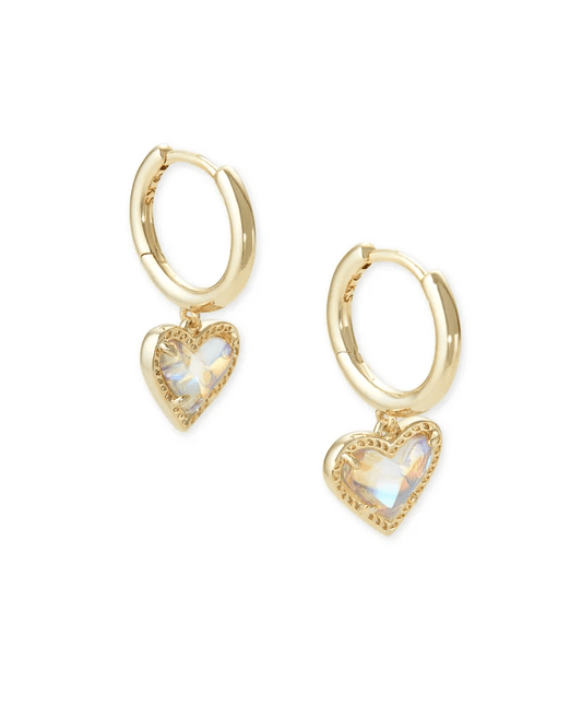 Kendra Scott Women - Accessories - Earrings Ari Heart Gold Huggie Earrings in Dichroic Glass | Kendra Scott