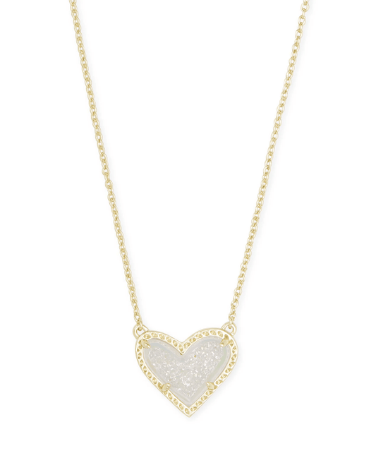 Kendra Scott Women - Accessories - Earrings Ari Heart Gold Pendant Necklace in Iridescent Drusy | Kendra Scott