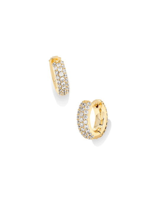 Kendra Scott Women - Accessories - Earrings Mikki Pave Huggie Earrings in Gold | Kendra Scott