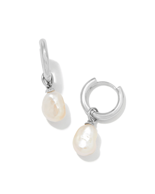 Kendra Scott Women - Accessories - Earrings Willa Silver Pearl Huggie Earrings in White Pearl | Kendra Scott