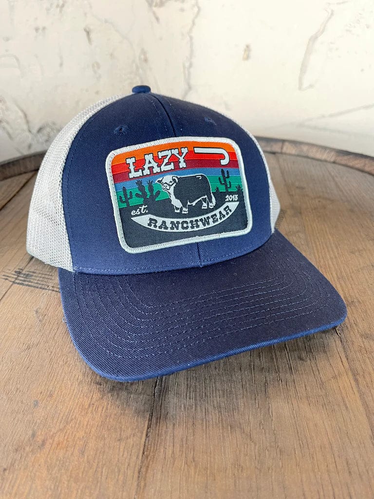Lazy J Women - Apparel - Shirts - T-Shirts Lazy J Ranch Wear Navy & Tan 3.5" Sunrise Cactus Bull Cap