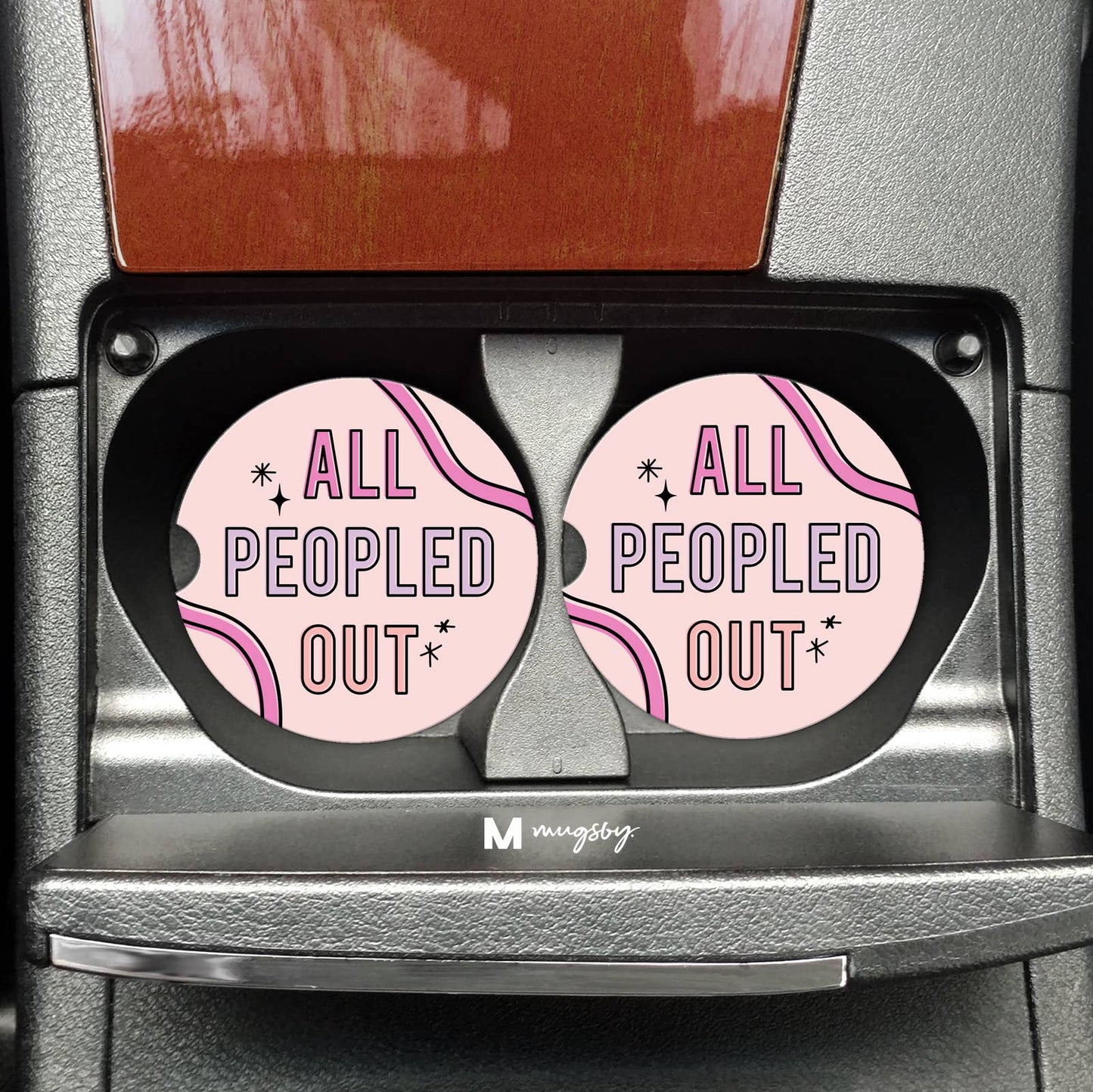 Mugsby All Peopled Out Funny Car Coasters
