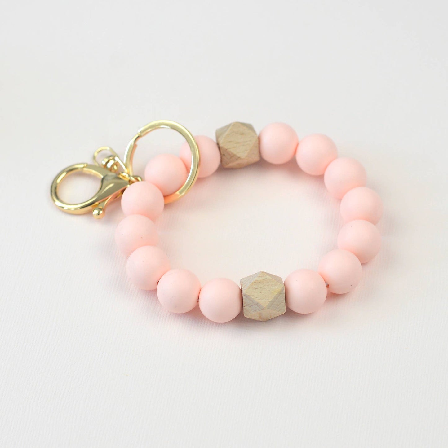 Mugsby Peach Solid Neutrals Silicone Keyring, Wristlet Keychain, Beaded