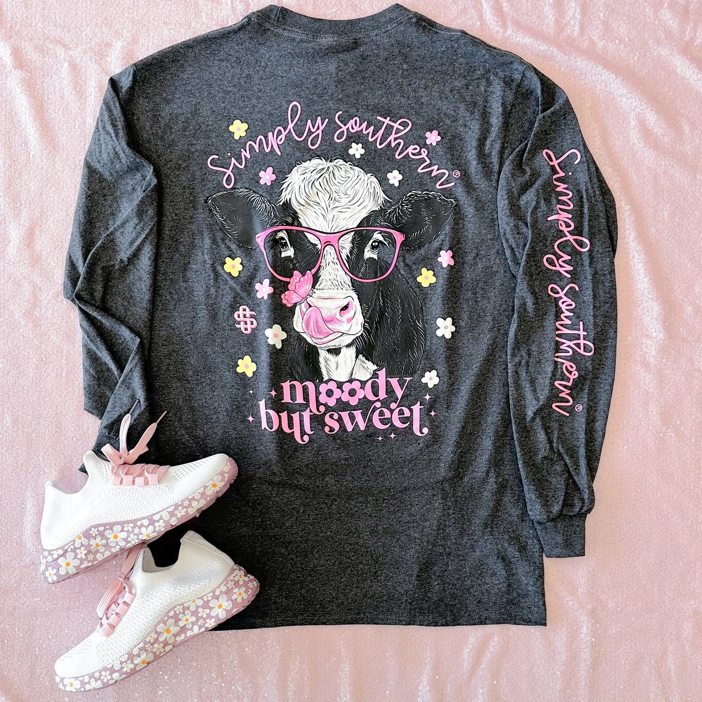 Simply Southern Women - Apparel - Shirts - T-Shirts Moody Cow Simply Southern Long Sleeve Soft Graphic Tee