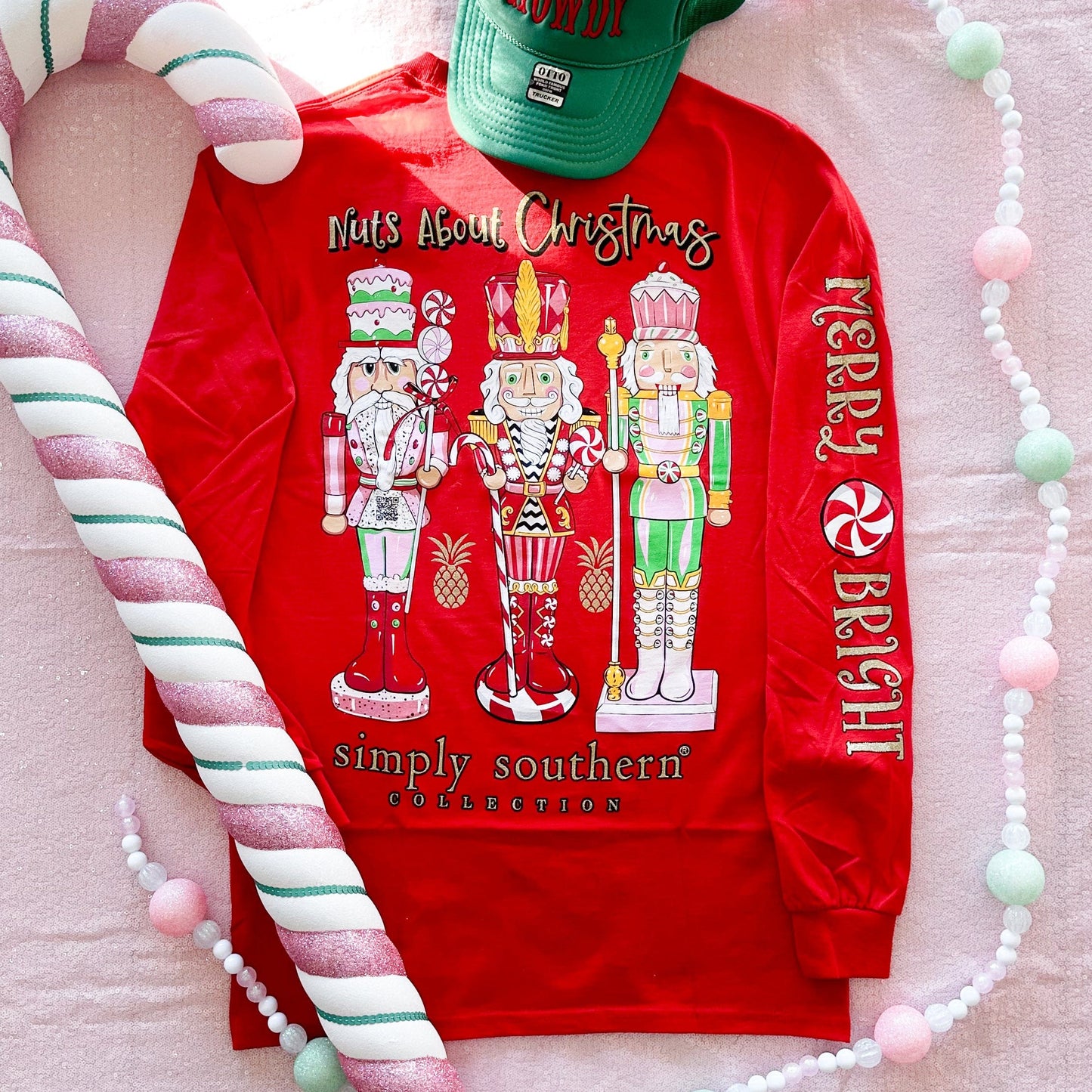 Simply Southern Women - Apparel - Shirts - T-Shirts Nuts About Christmas Simply Southern Long Sleeve Soft Graphic Tee
