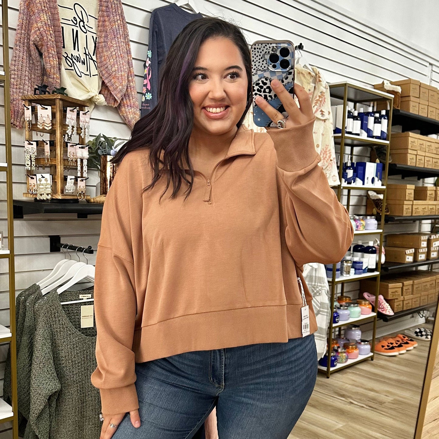Simply Southern Women - Apparel - Shirts - T-Shirts Simply Southern Chesnut Quarter Zip