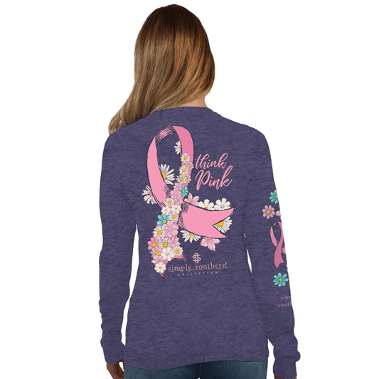 Simply Southern Women - Apparel - Shirts - T-Shirts Simply Southern Think Pink Long Sleeve Graphic Tee
