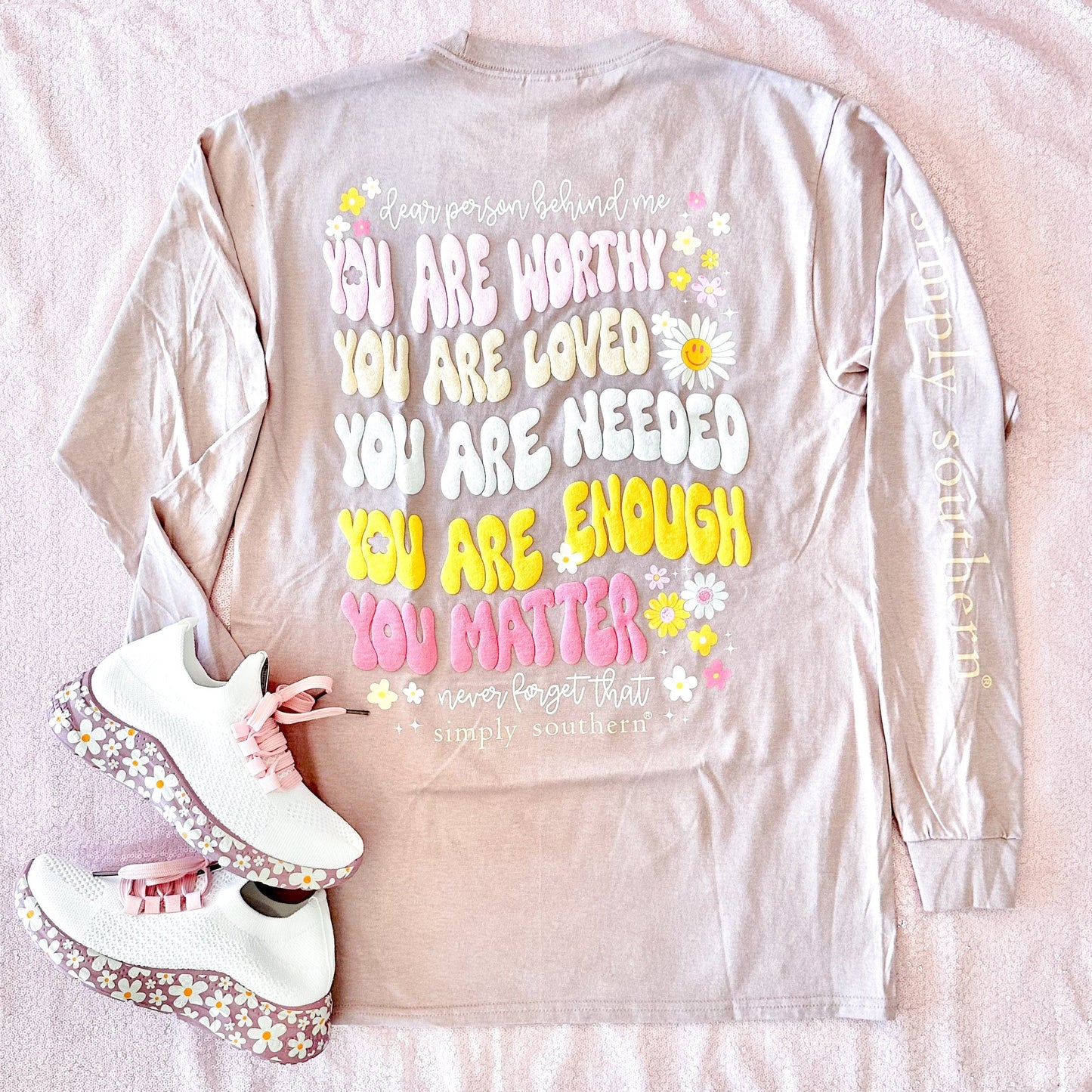 Simply Southern Women - Apparel - Shirts - T-Shirts You Are Loved Simply Southern Long Sleeve Soft Graphic Tee