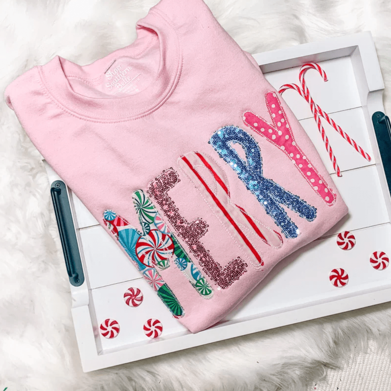 SSB Women - Apparel - Shirts - T-Shirts Pink Merry Embroidery Graphic Tee