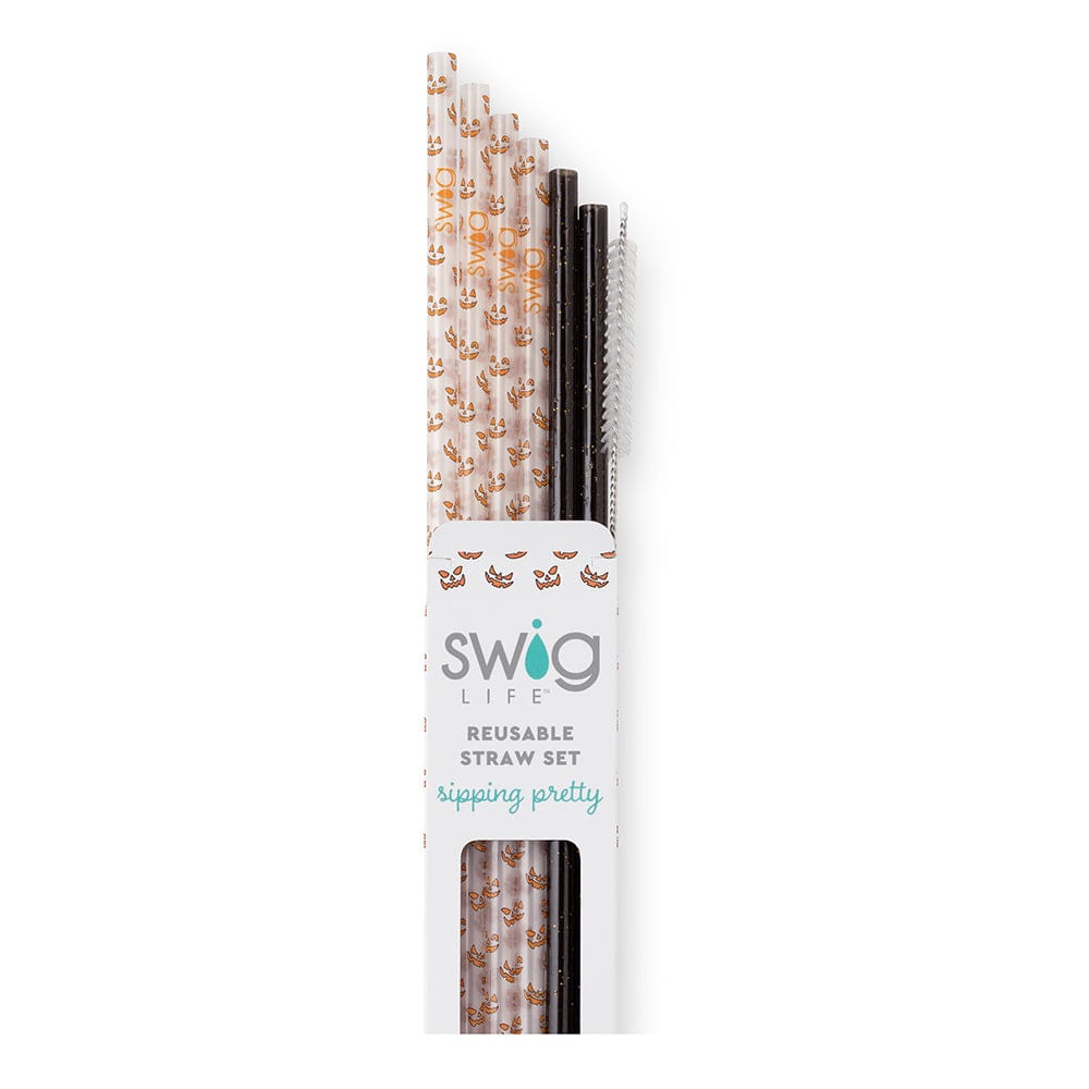 Swig Tumbler Jeepers Creepers + Black Glitter Reusable Straw Set
