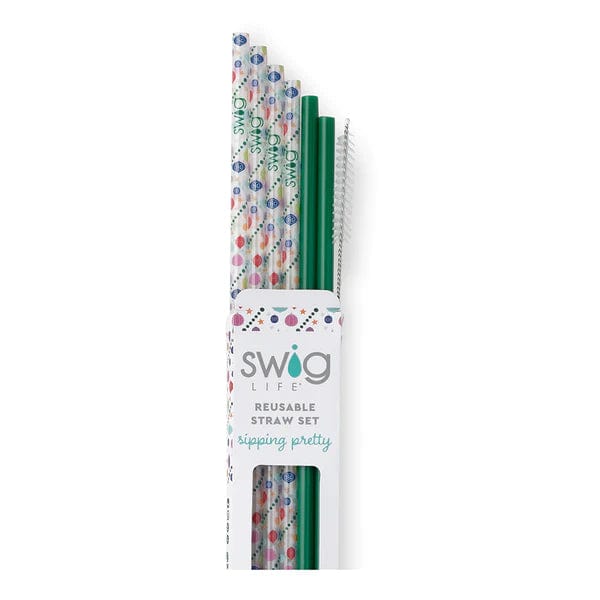 Swig Tumbler O Christmas Tree + Green Reusable Straw Set