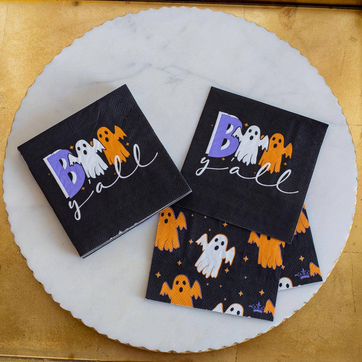 The Royal Standard Coolie - Can - Drink Boo Y'all Cocktail Napkins Black/Orange 5"