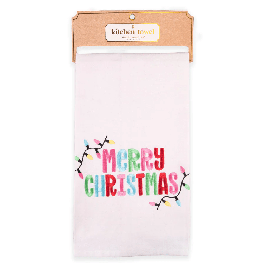 The Royal Standard Coolie - Can - Drink Merry Christmas Lights Simply Southern Christmas Towel