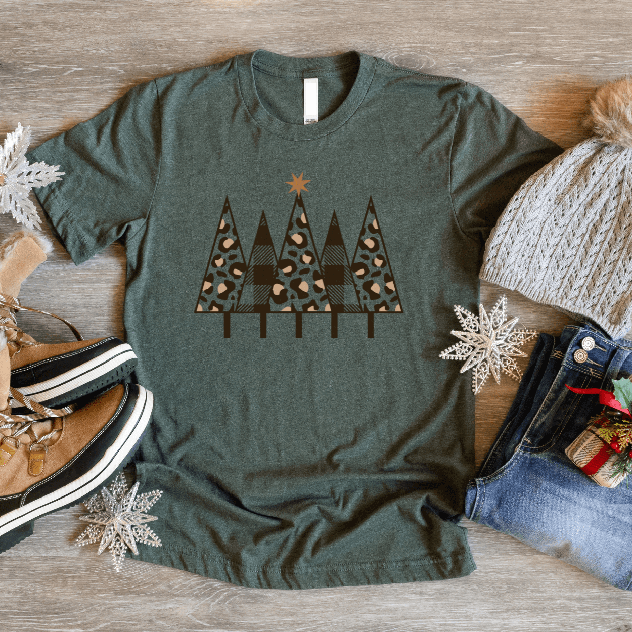 leopard christmas tree shirt