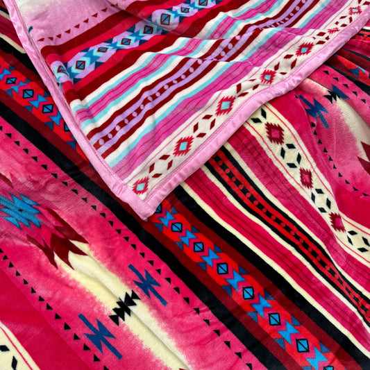 Envy Stylz Boutique Blanket Reversible Pink and Red Southwestern Print Oversized Blanket