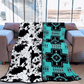 Envy Stylz Boutique Blanket Reversible Solid Cow and Turquoise Pattern 2 Ply Oversized Blanket 82"x90"