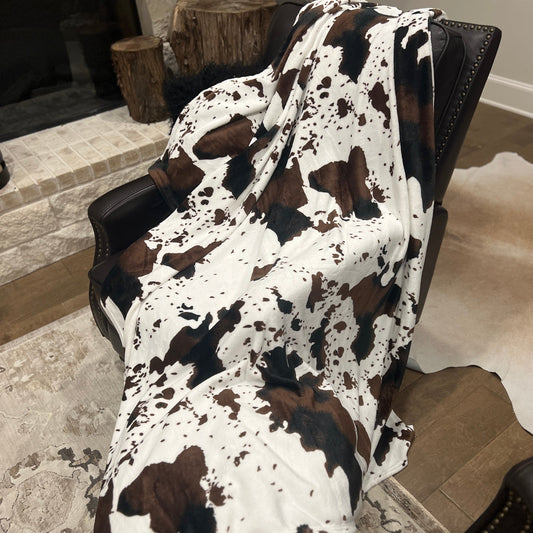 Envy Stylz Boutique Blanket Solid Cow Lightweight Throw Blanket 70” x 78”