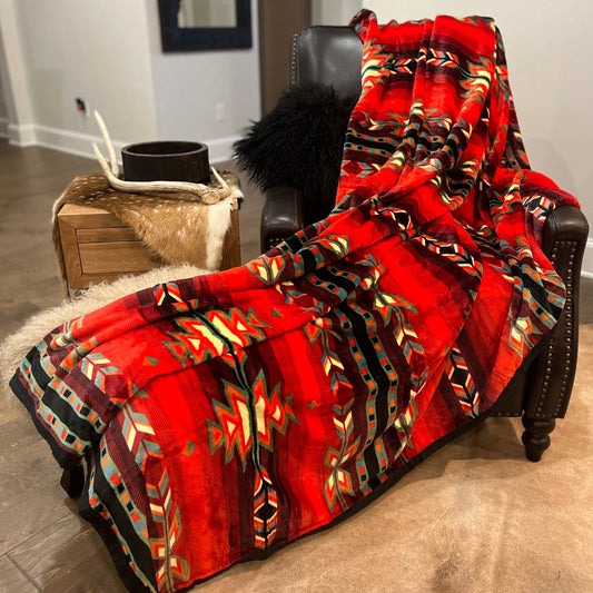 Envy Stylz Boutique Red Aztec King Size Blanket