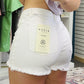 Envy Stylz Boutique Risen Tummy Control High Rise Fray Hem White Shorts
