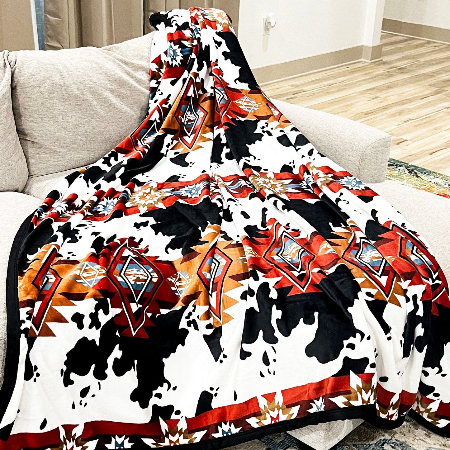 Envy Stylz Boutique Southwest Aztec Cow King Size Blanket
