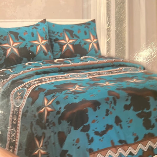 Envy Stylz Boutique Star and Turquoise Cow Sheet Set