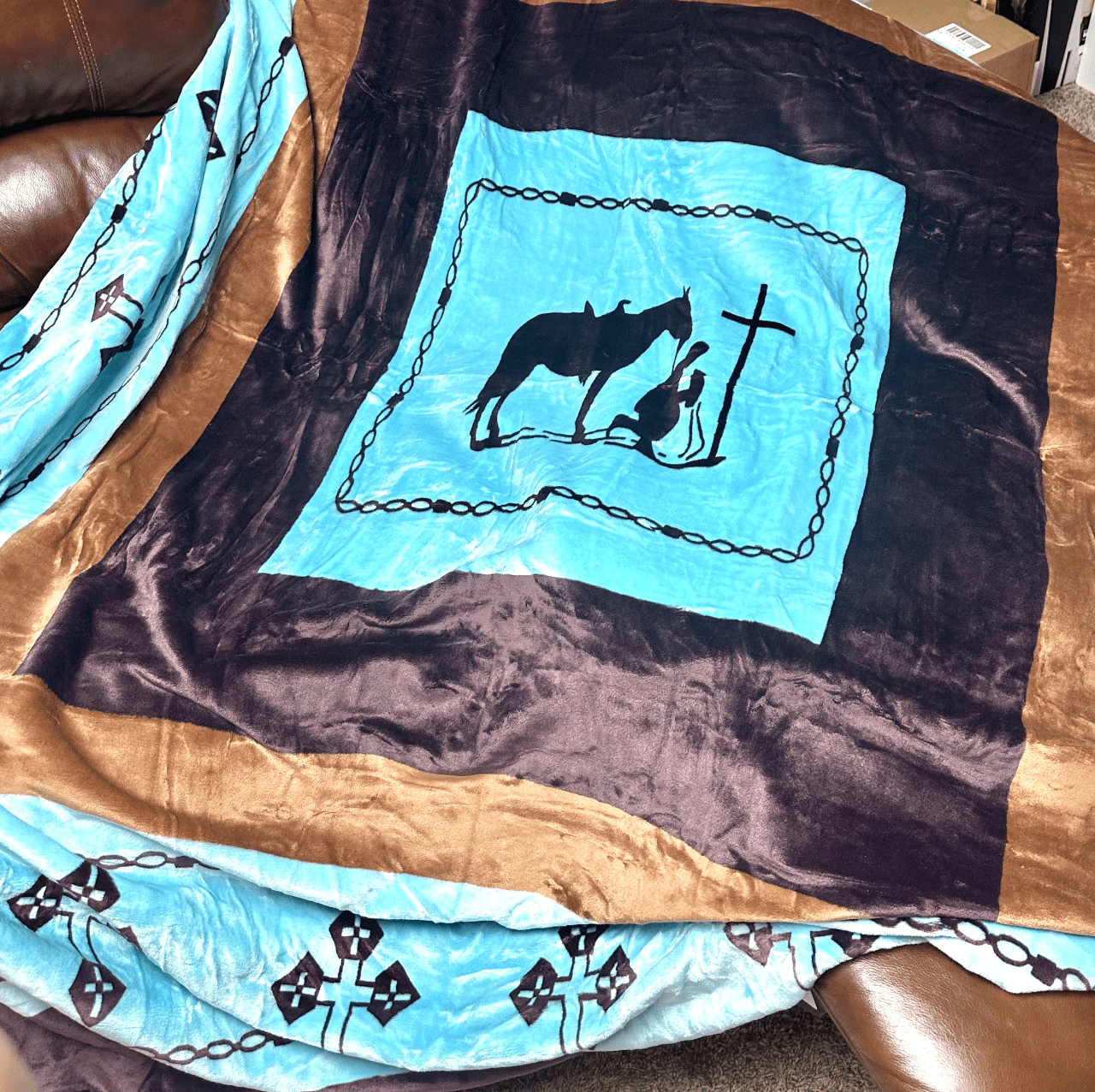 Envy Stylz Boutique Turquoise Blessed Cowboy Oversized Blanket