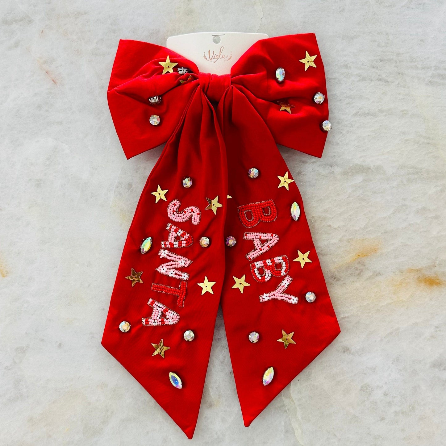 Envy Stylz Boutique Women - Accessories - Bow Starry Santa Red Hair Bow