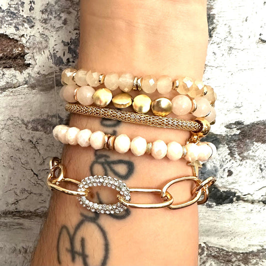 Envy Stylz Boutique Women - Accessories - Bracelet Gold & Light Pink Bracelet Set