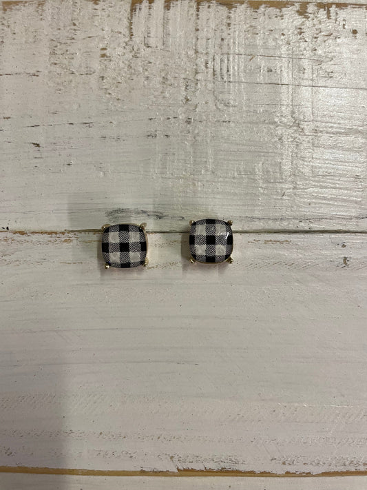 Envy Stylz Boutique Women - Accessories - Earrings Black and White Chunky Plaid Stud Earrings