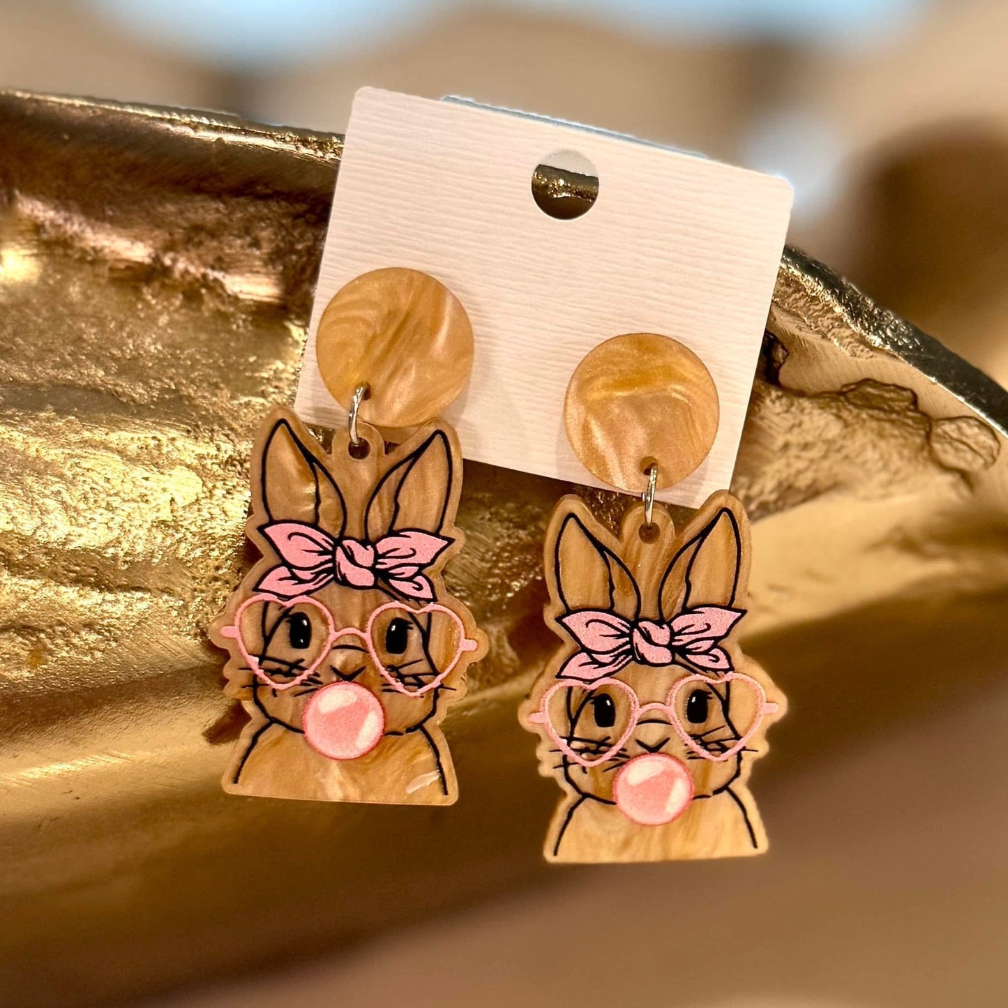 Envy Stylz Boutique Women - Accessories - Earrings Bubblegum Bunny With Glasses Dangle Earrings