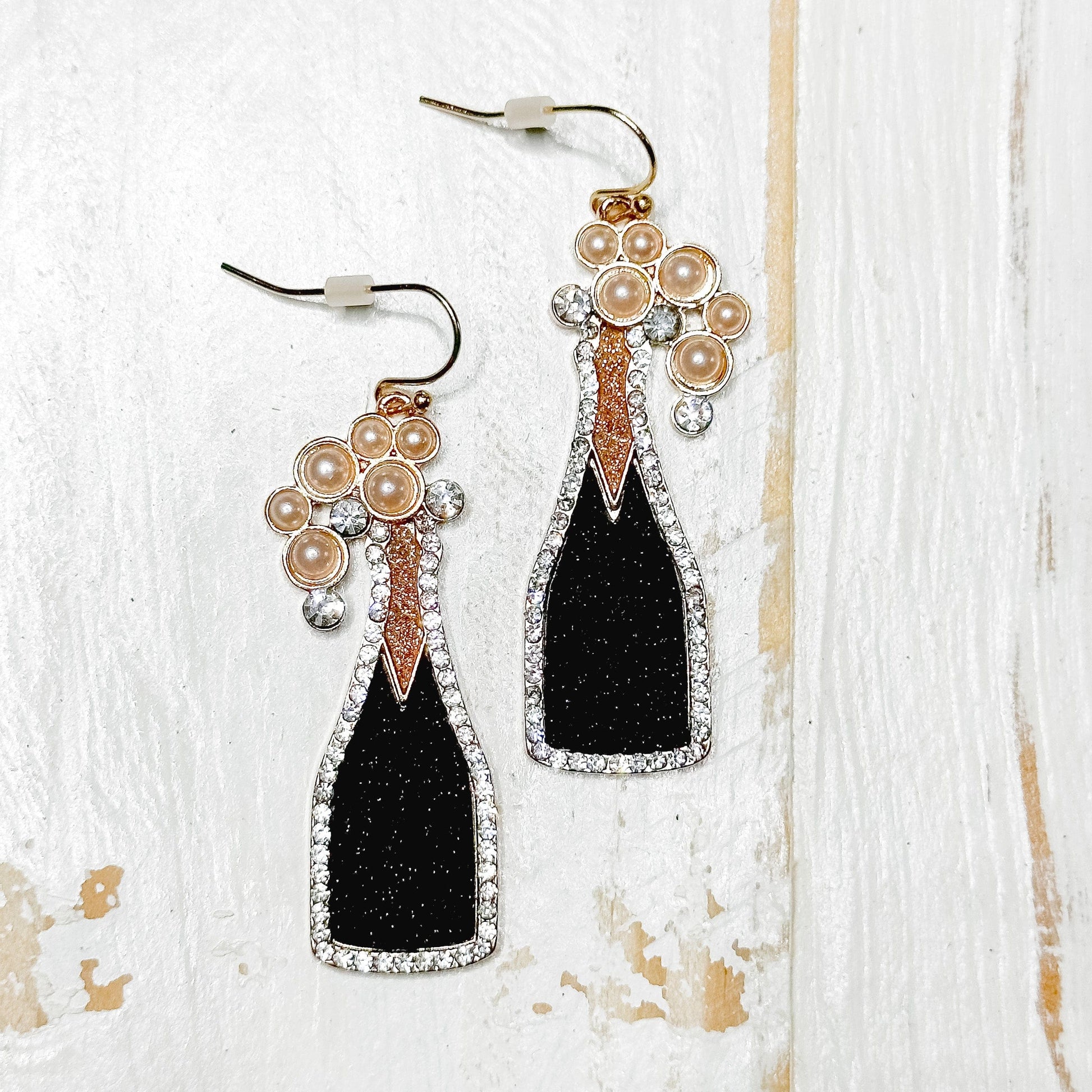 Envy Stylz Boutique Women - Accessories - Earrings Champagne Black Glitter Earrings