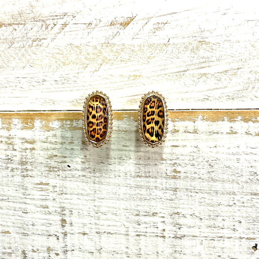 Envy Stylz Boutique Women - Accessories - Earrings Cheetah Oval Stud Earrings