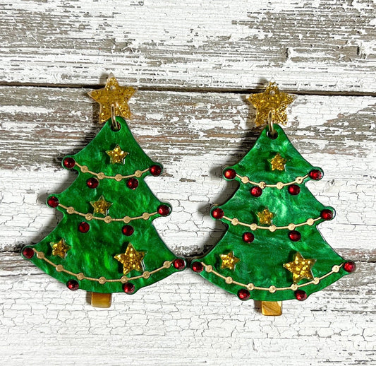 Envy Stylz Boutique Women - Accessories - Earrings Christmas Tree Acrylic Rhinestone Earrings