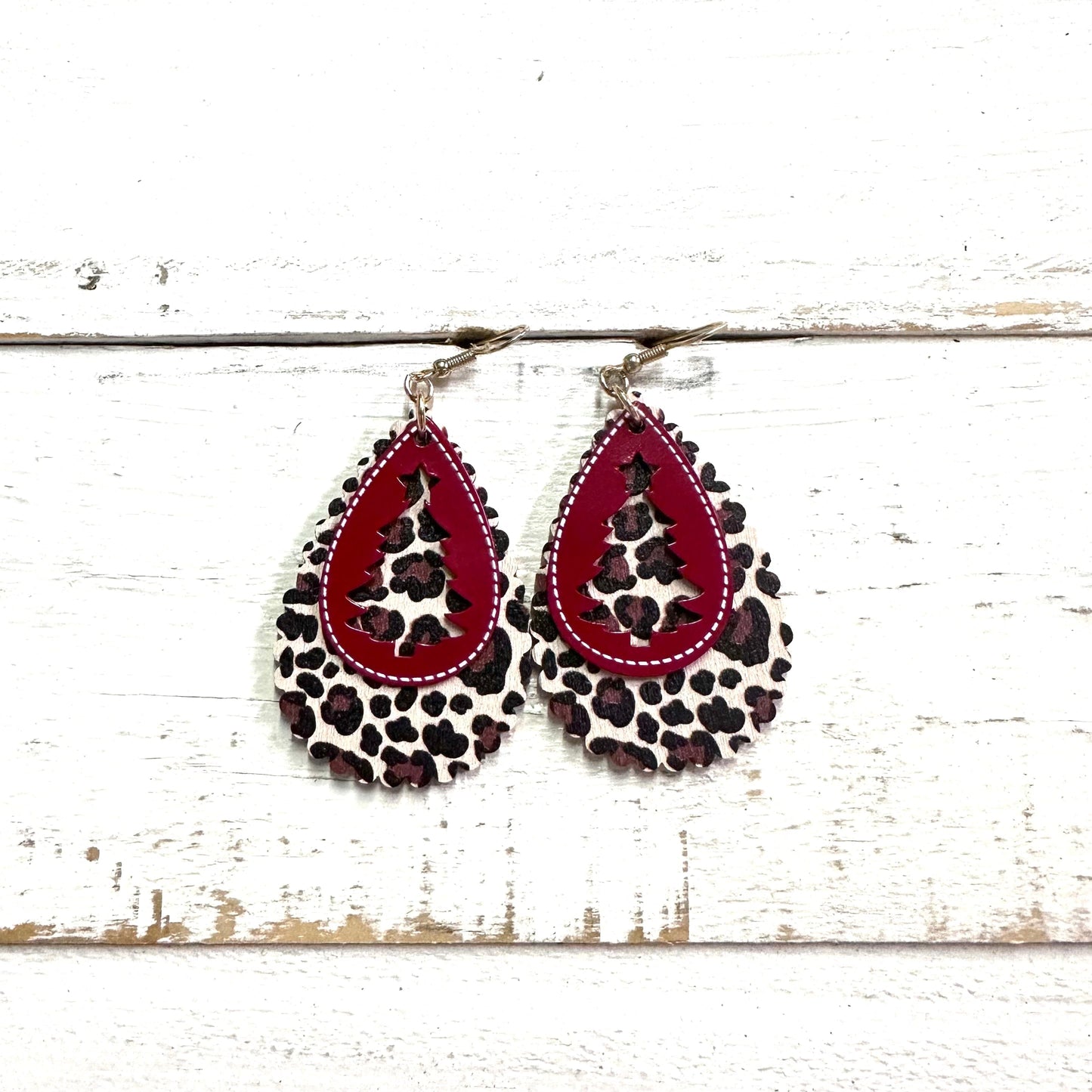 Envy Stylz Boutique Women - Accessories - Earrings Christmas Tree Leopard Teardrop Earrings