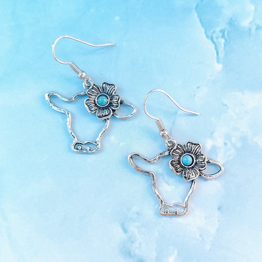 Envy Stylz Boutique Women - Accessories - Earrings Cow Turquoise Flower  Earrings