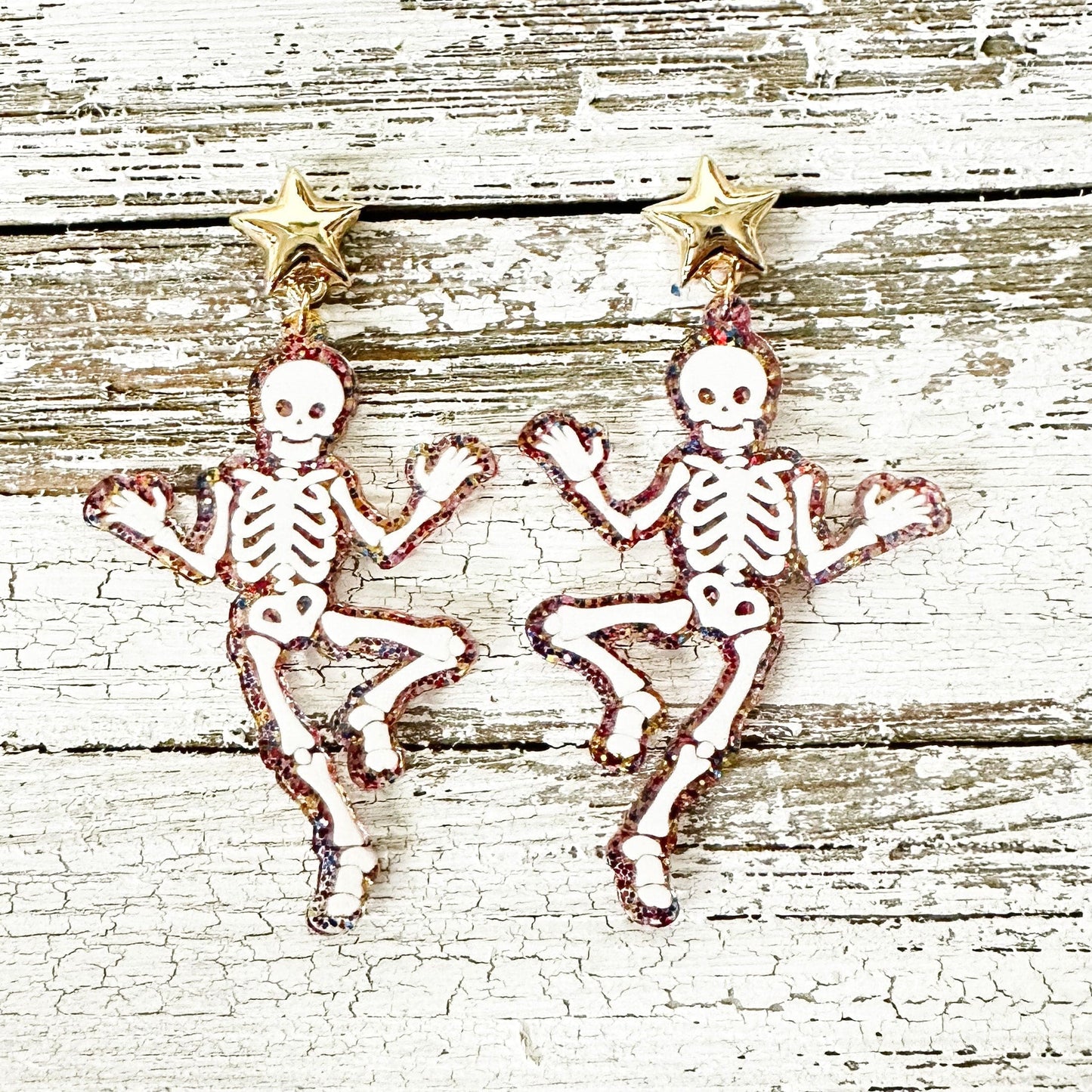 Envy Stylz Boutique Women - Accessories - Earrings Dancing Skeleton Glitter Earrings